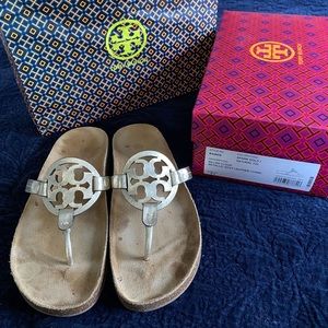 Tory Burch Miller Cloud Sandals Metallic size 8.5